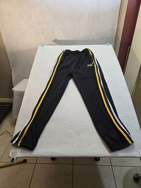 Asphalt Black Track Pants With Yellow And White Stripes Size 28-30